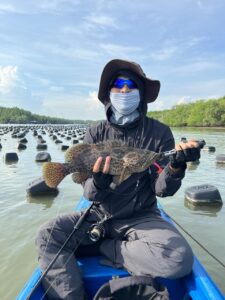 A wild grouper caught in the oyster farms with Angler's Vietnam