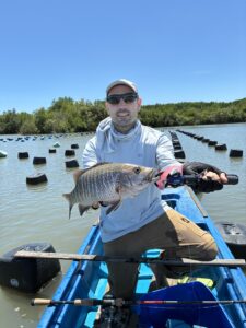 Mangrove Jack fishing in the oyster farms near Ho Chi Minh City